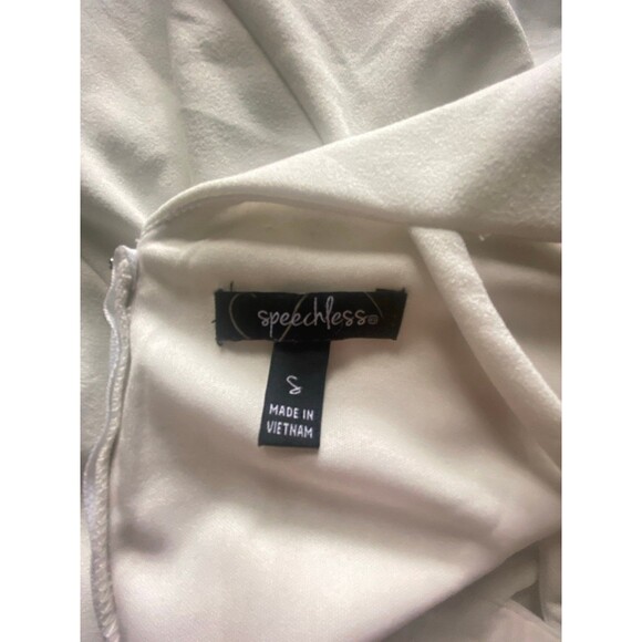 Speechless small off white cream summer mini dress w straps vneck flare NWOT - Picture 7 of 8